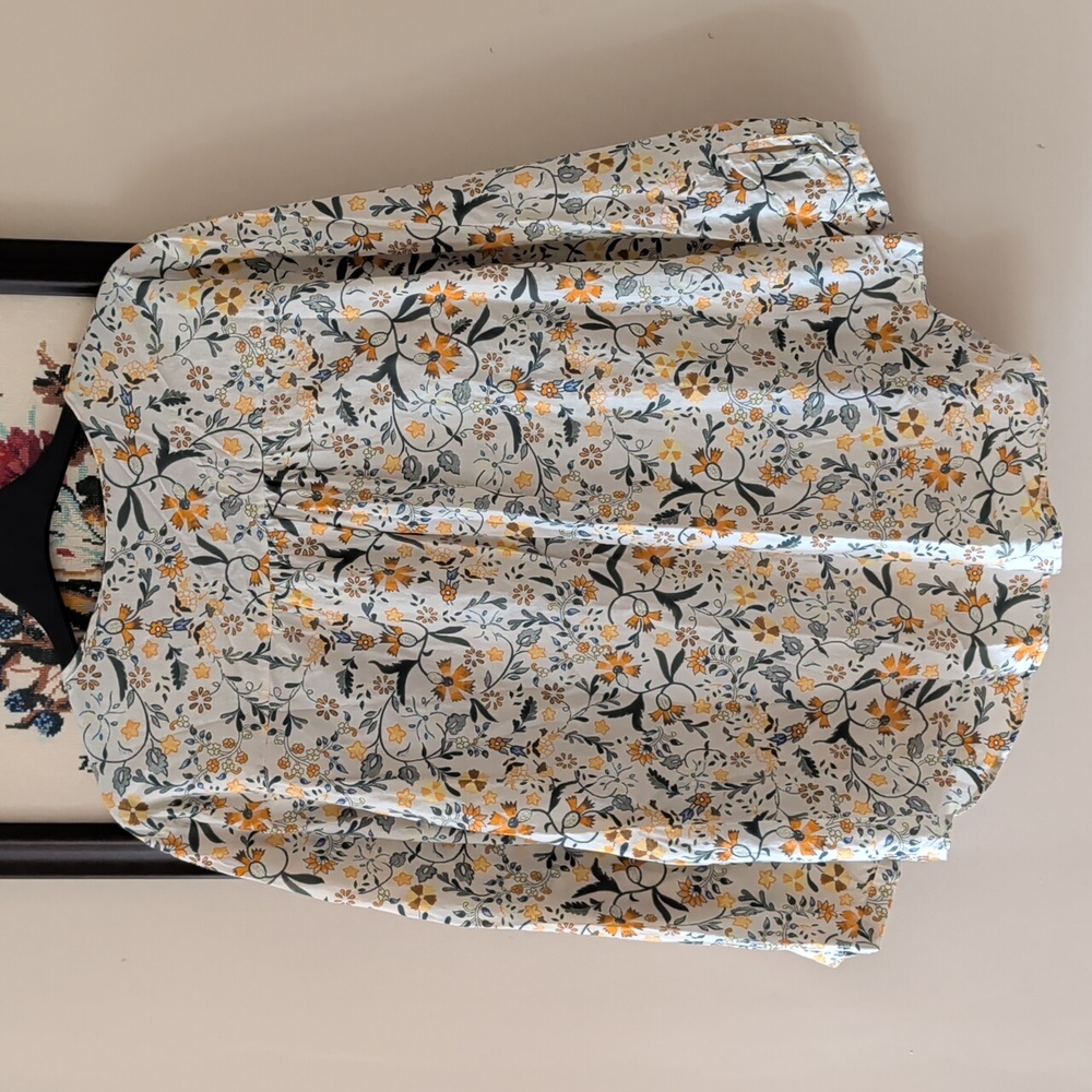 Zara Floral Crochet Yoke Blouse - Green & Yellow - Picture 7 of 13